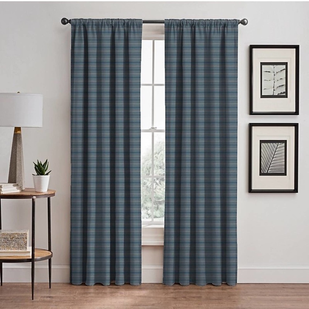 NEW Emerson stipe rod pocket 84” curtain 2 PANELS